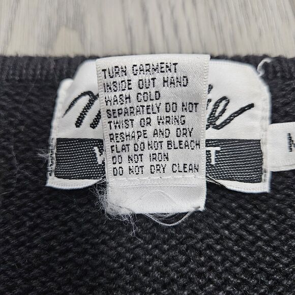 Vintage 80s MARNIE WEST Black Knit Sweater Sequins/beads Abstact Womens Size Med - Picture 3 of 8